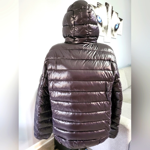 BoohooMAN Recycled High Shine Quilted Zip Through Jacket Size L Black - Picture 5 of 9